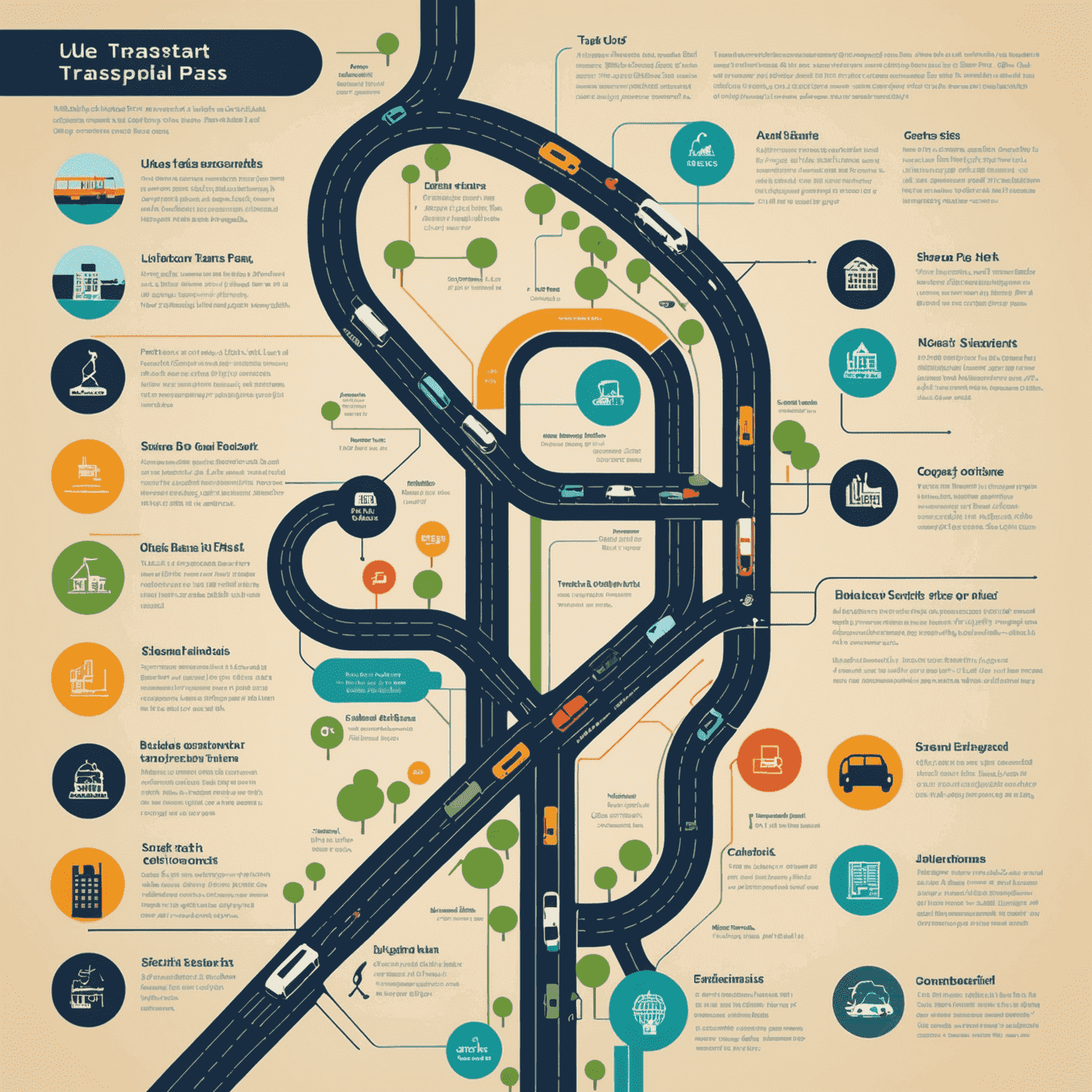 Infographic showing various transport plans available in UAE, including metro cards, bus passes, and car sharing options